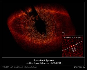 The Fomalhaut system imaged by the Hubble Space Telescope. Credit: NASA/ESA/P.Kalas, UC Berkeley