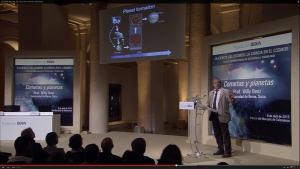 «Comets and Planets» was the title of Professor Willy Benz’ opening talk at a lecture series in Madrid on 8 April 2015. Credit: BBVA Foundation