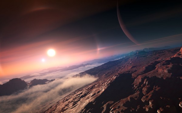 An exoplanet seen from its moon (Artist's impression: IAU/L. Calcada)