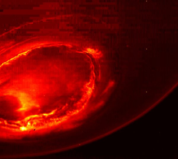 Infrarot-Aufnahme von Südpolarlichtern auf dem Jupiter (Bild 